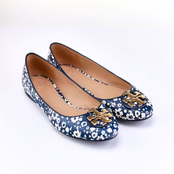 NIB Tory Burch Floral Lovers Logo Logo Ballet Flats 7.5 - Picture 7 of 11